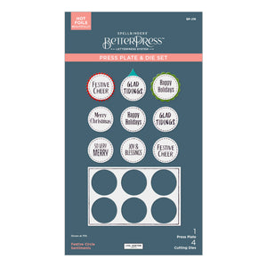 Festive Circle Sentiments Press Plates & Die Set from the Essential Holiday Collection by Lisa Horton