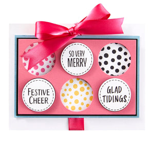 Festive Circle Sentiments Press Plates & Die Set from the Essential Holiday Collection by Lisa Horton