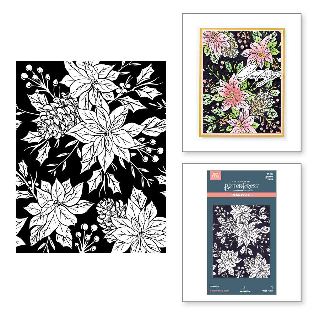 Festive Poinsettias Press Plate from the Amaryllis Christmas Collection by Yana Smakula