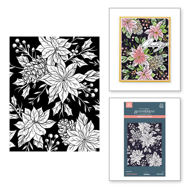 Festive Poinsettias Press + Foil Plate by Yana Smakula