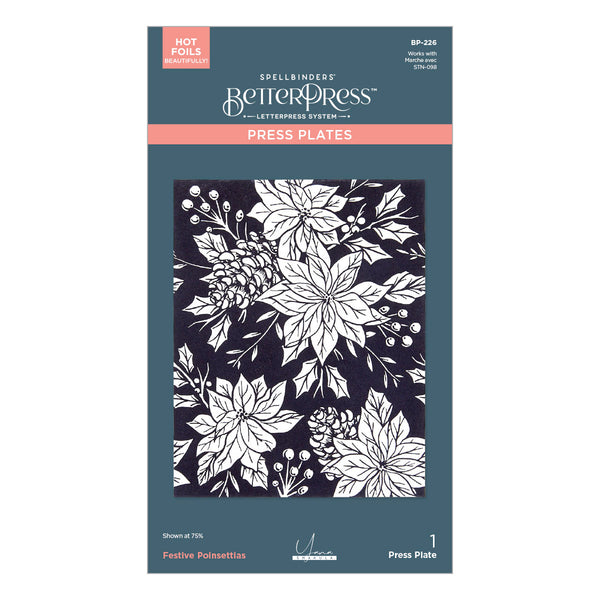 Festive Poinsettias Press + Foil Plate by Yana Smakula