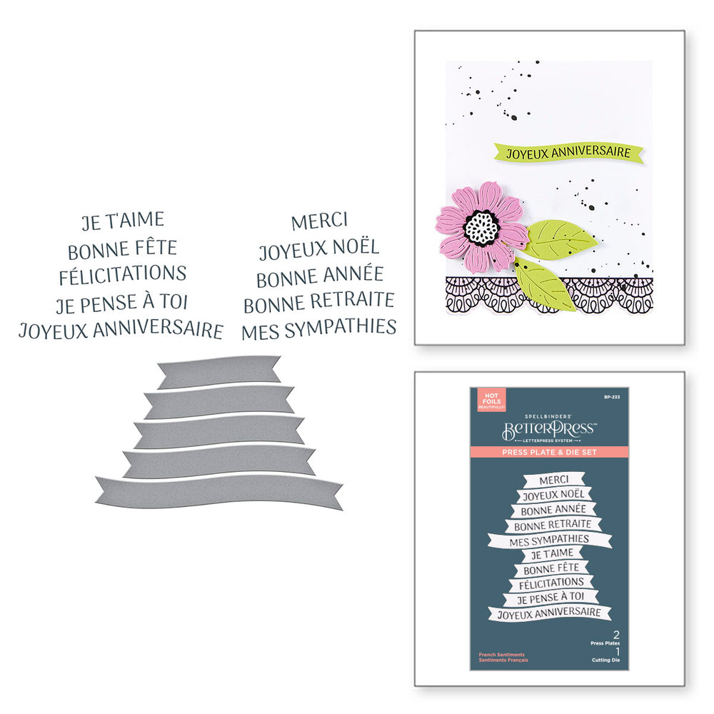 French Sentiments Press + Foil Plate & Die Set