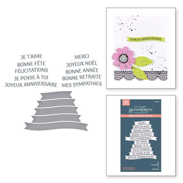 French Sentiments Press + Foil Plate & Die Set