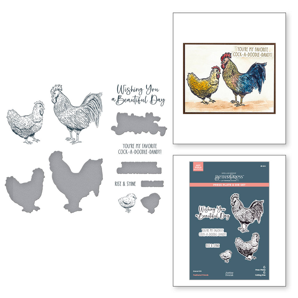 Feathered Friends Press + Foil Plate & Die Set by Justine Dvorak