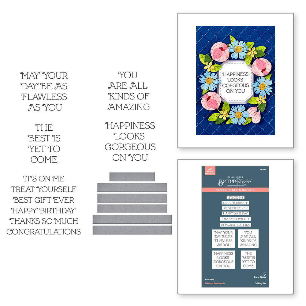 Flawless Sentiments Press + Foil Plate & Die Set