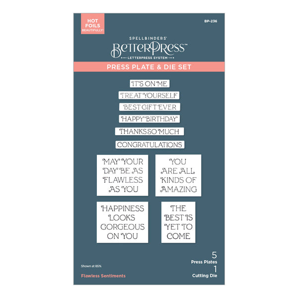 Flawless Sentiments Press + Foil Plate & Die Set