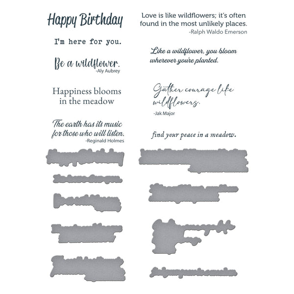 Through the Meadow Sentiments Press + Foil Plate & Die Set by Susan Tierney-Cockburn