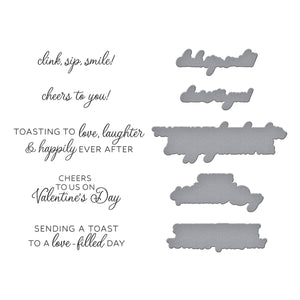 Valentine Happy Hour Sentiments BetterPress Plate & Die Set from the Love on the Rocks Collection