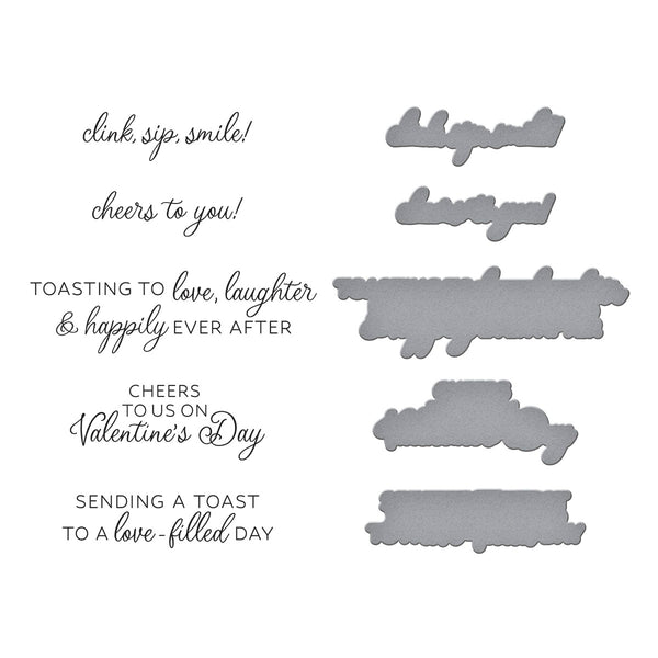 Valentine Happy Hour Sentiments BetterPress Plate & Die Set from the Love on the Rocks Collection