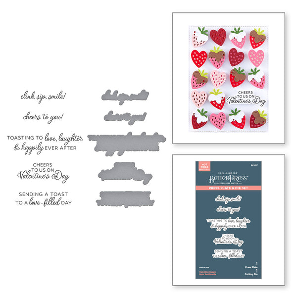 Valentine Happy Hour Sentiments BetterPress Plate & Die Set from the Love on the Rocks Collection