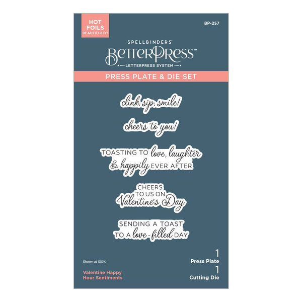 Valentine Happy Hour Sentiments BetterPress Plate & Die Set from the Love on the Rocks Collection