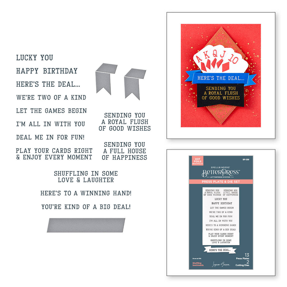 Shuffling Sentiments Press + Foil Plate & Die Set by Jaycee Gaspar
