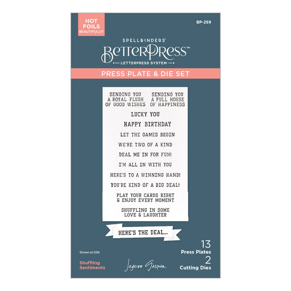 Shuffling Sentiments Press + Foil Plate & Die Set by Jaycee Gaspar