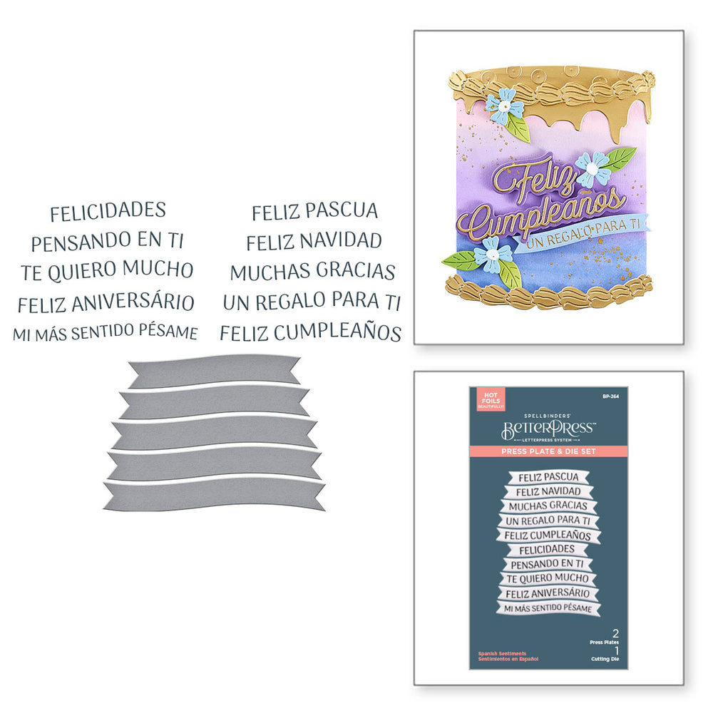 Spanish Sentiments Press + Foil Plate & Die Set