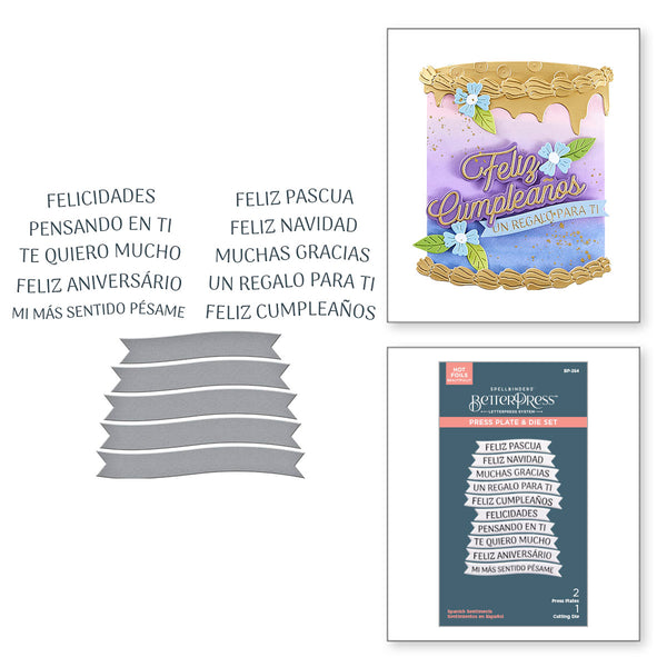 Spanish Sentiments Press + Foil Plate & Die Set