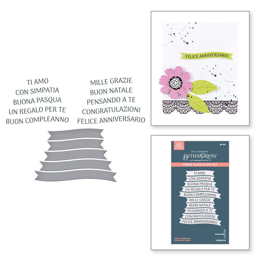 Italian Sentiments Press + Foil Plate & Die Set