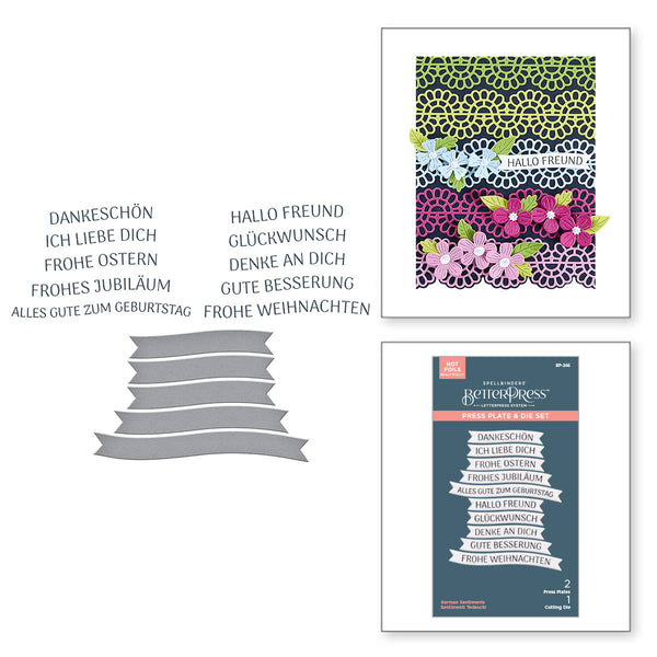 German Sentiments Press + Foil Plate & Die Set