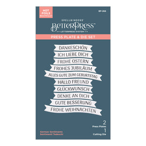 German Sentiments Press + Foil Plate & Die Set