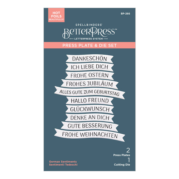 German Sentiments Press + Foil Plate & Die Set