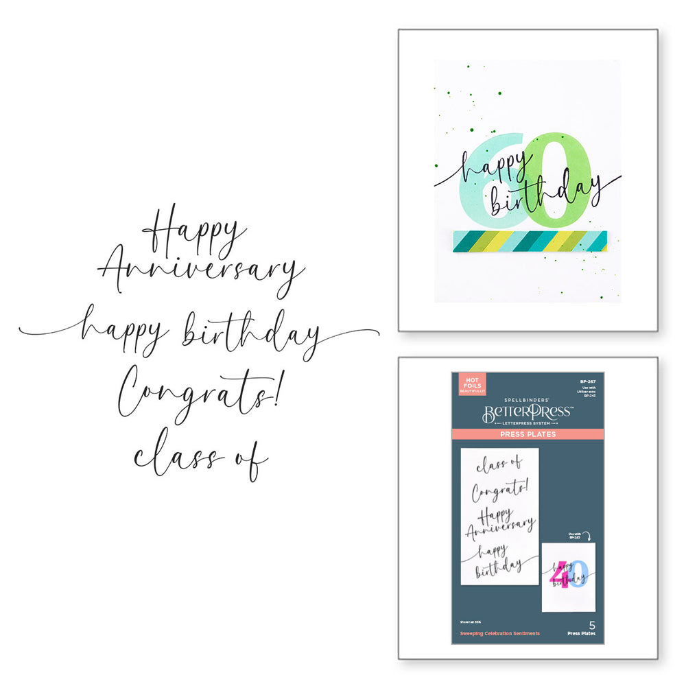 Sweeping Celebration Sentiments Press Plates from the Color Mix Celebrations Collection
