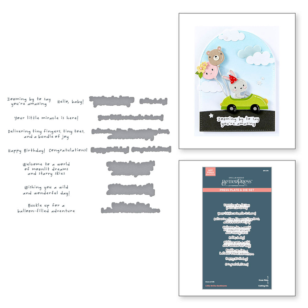 Little Smiles Sentiments Press + Foil Plate & Die Set