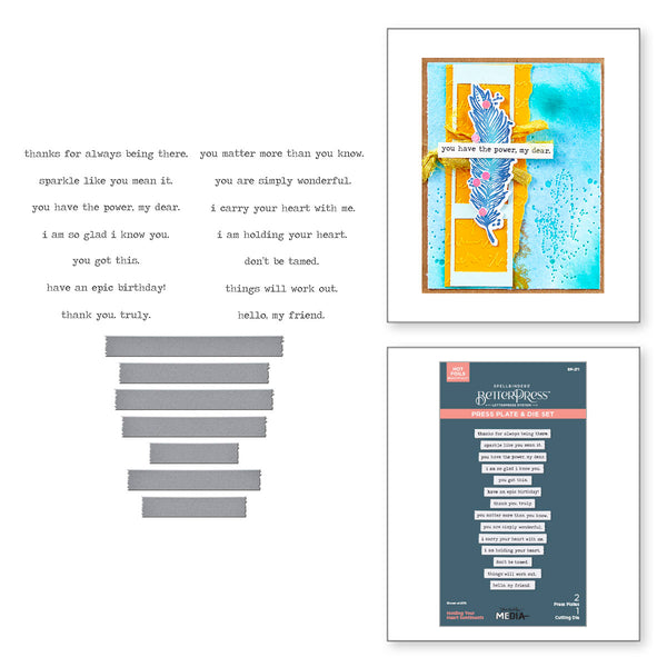 Holding Your Heart Sentiments Press + Foil Plate & Die Set by Dina Wakley