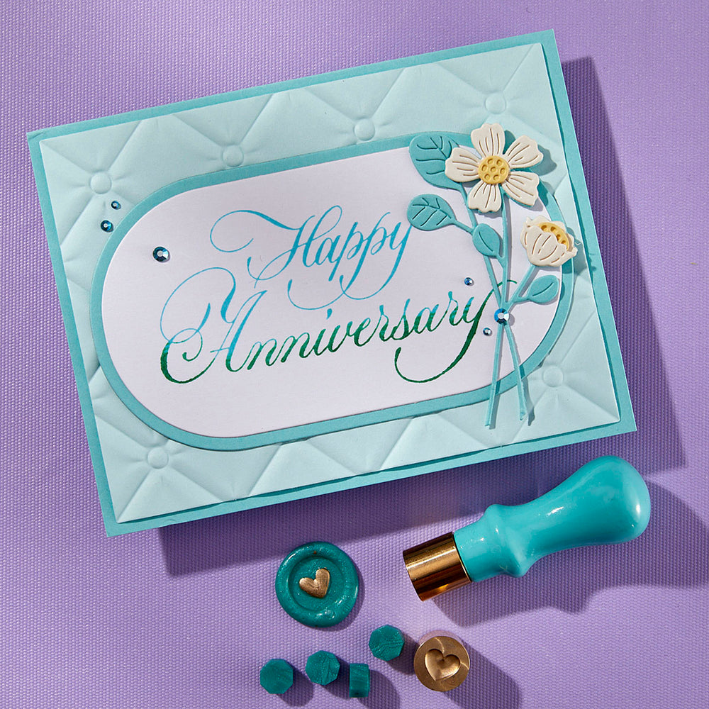 Copperplate Happy Anniversary Press + Foil Plate by Paul Antonio