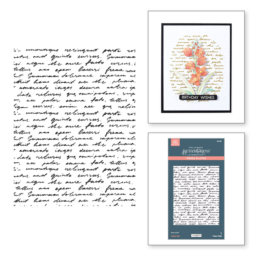 Script Text Press + Foil Plate by Lisa Horton