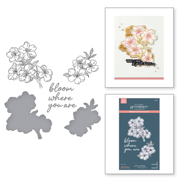 Cherry Blossoms Press + Foil Plate & Die Set by Alex Syberia Designs