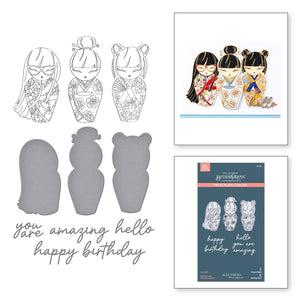 Kokeshi Dolls Press + Foil Plate & Die Set by Alex Syberia Designs