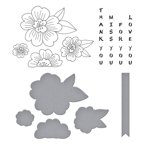 Blossoms & Sentiments Press + Foil Plate & Die Set by Alex Syberia Designs
