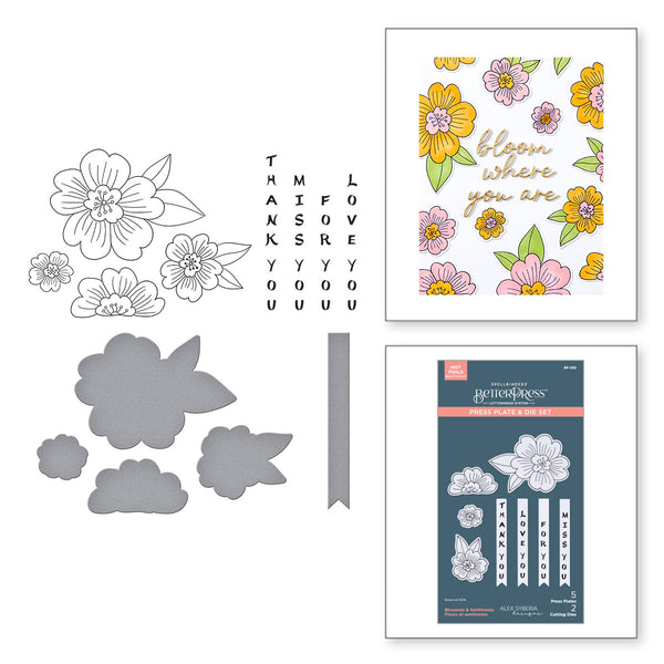 Blossoms & Sentiments Press + Foil Plate & Die Set by Alex Syberia Designs