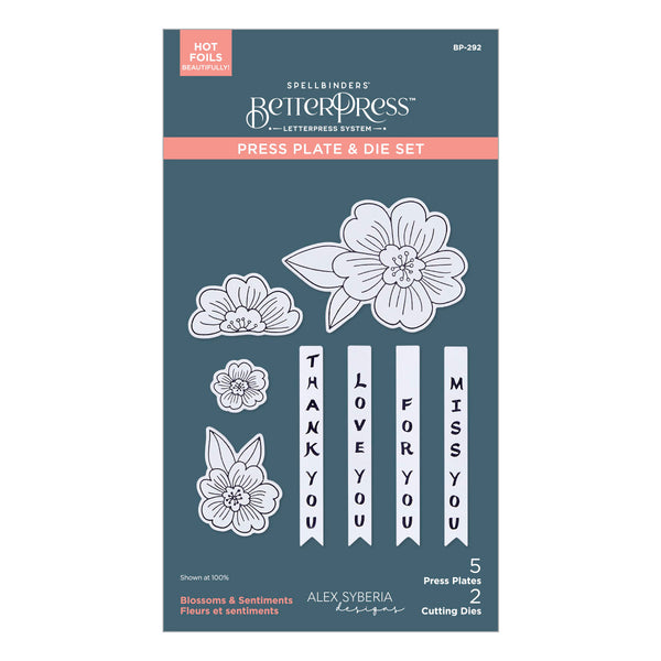 Blossoms & Sentiments Press + Foil Plate & Die Set by Alex Syberia Designs