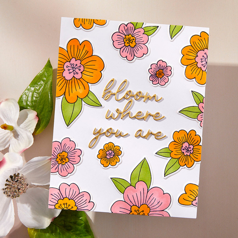 Blossoms & Sentiments Press + Foil Plate & Die Set by Alex Syberia Designs