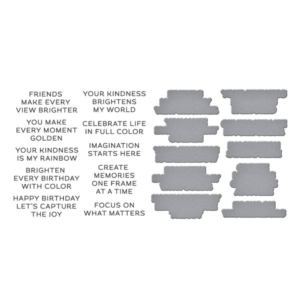 Reel Color Sentiments Press + Foil Plate & Die Set