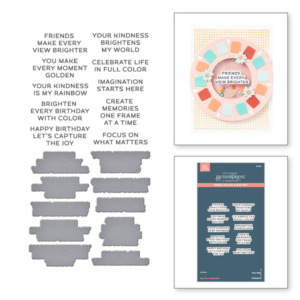Reel Color Sentiments Press + Foil Plate & Die Set