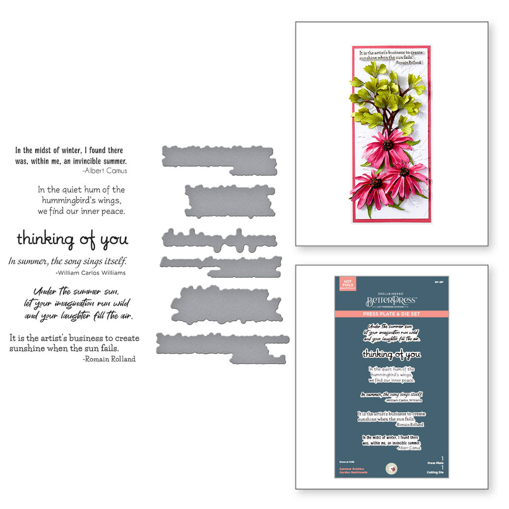 Summer Solstice Garden Sentiments Press + Foil Plate & Die Set by Susan Tierney-Cockburn