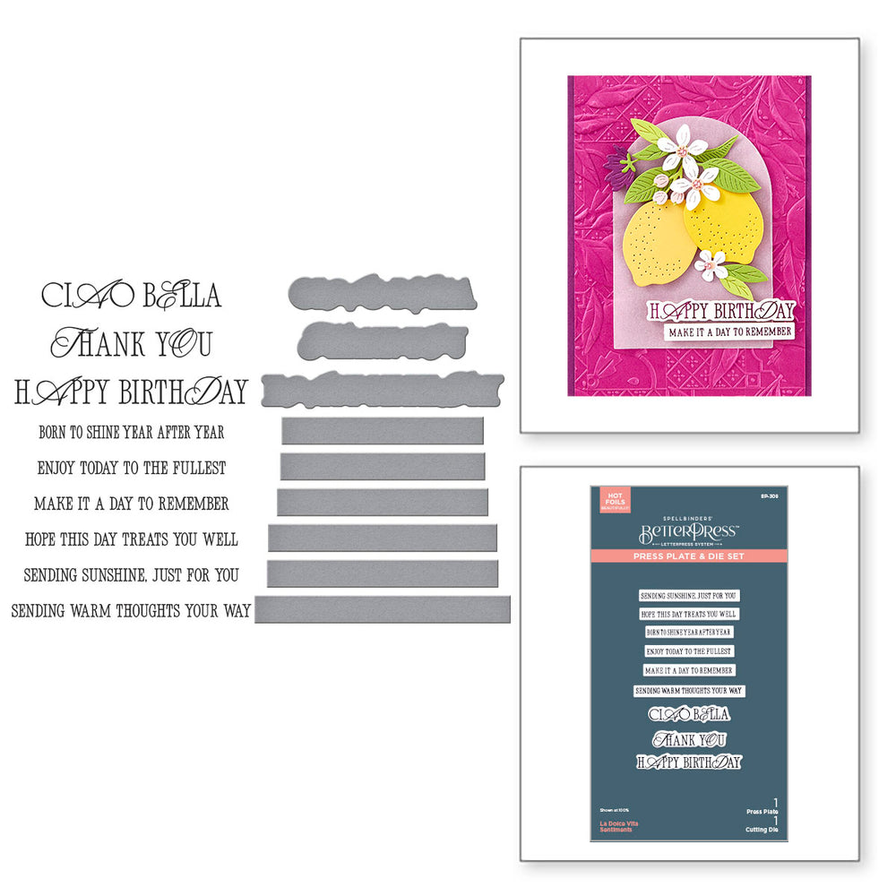 La Dolce Vita Sentiments Press + Foil Plate & Die Set