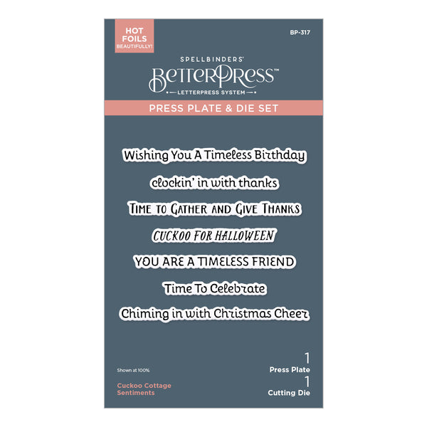Cuckoo Cottage Sentiments Press + Foil Plate & Die Set