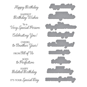 Birthday Wishes Sentiments Press + Foil Plate & Die Set by Suzanne Hue