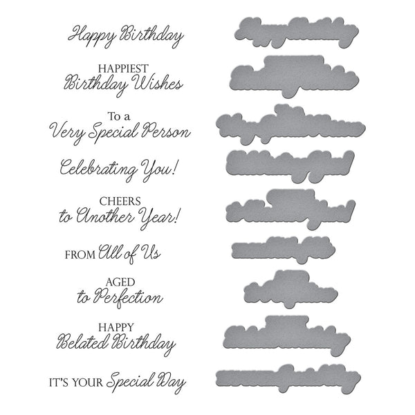 Birthday Wishes Sentiments Press + Foil Plate & Die Set by Suzanne Hue