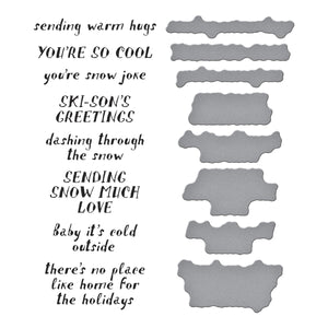 Ski-son's Greetings Sentiments Press + Foil Plate & Die Set by Simon Hurley