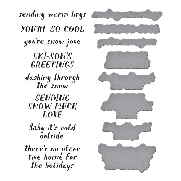 Ski-son's Greetings Sentiments Press + Foil Plate & Die Set by Simon Hurley