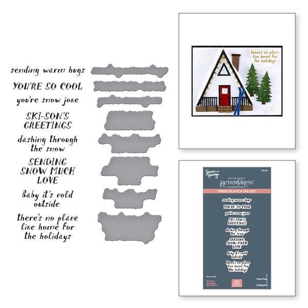 Ski-son's Greetings Sentiments Press + Foil Plate & Die Set by Simon Hurley