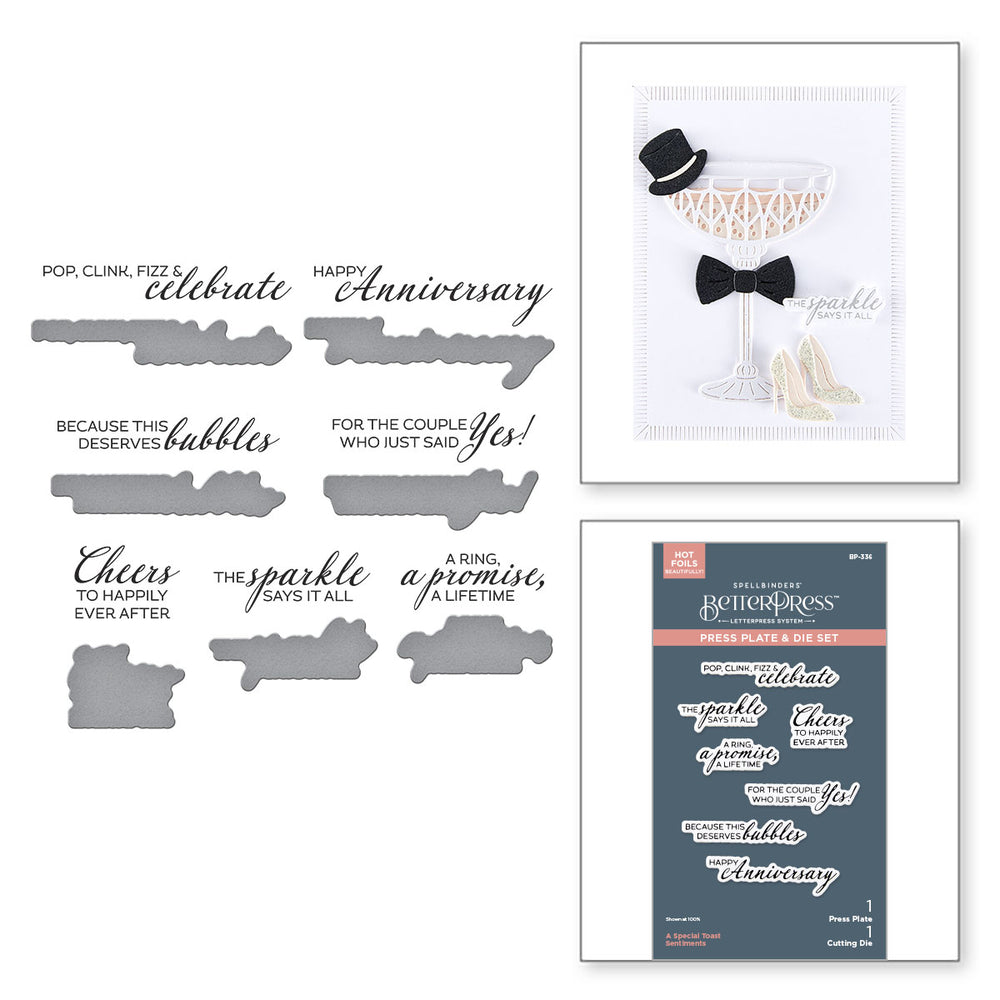 A Special Toast Sentiments Press + Foil Plate & Die Set