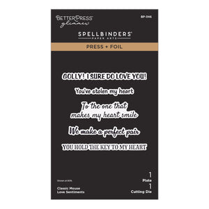 Classic Mouse Love Sentiments Press + Foil Plate & Die Set
