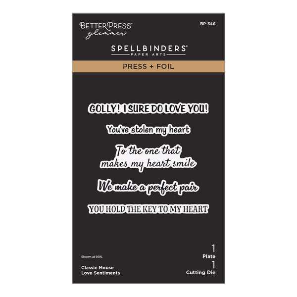 Classic Mouse Love Sentiments Press + Foil Plate & Die Set