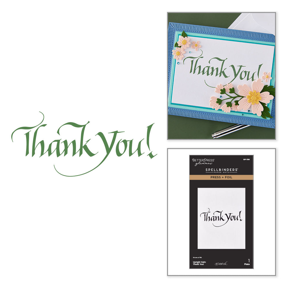 Upright Italic Thank You! Press + Foil Plate by Paul Antonio