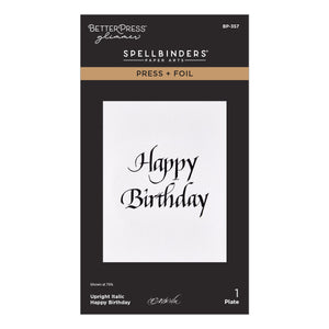 Upright Italic Happy Birthday Press + Foil Plate by Paul Antonio