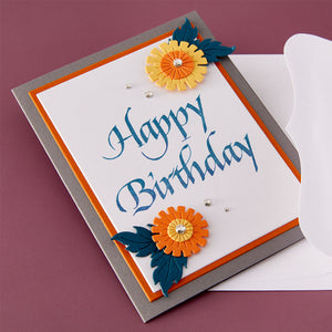 Upright Italic Happy Birthday Press + Foil Plate by Paul Antonio